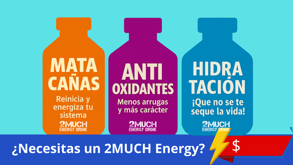30 UNIDADES DE : 2Much Energy- Mata Cañas - Antioxidante - Hidratante ENVÍO GRATIS