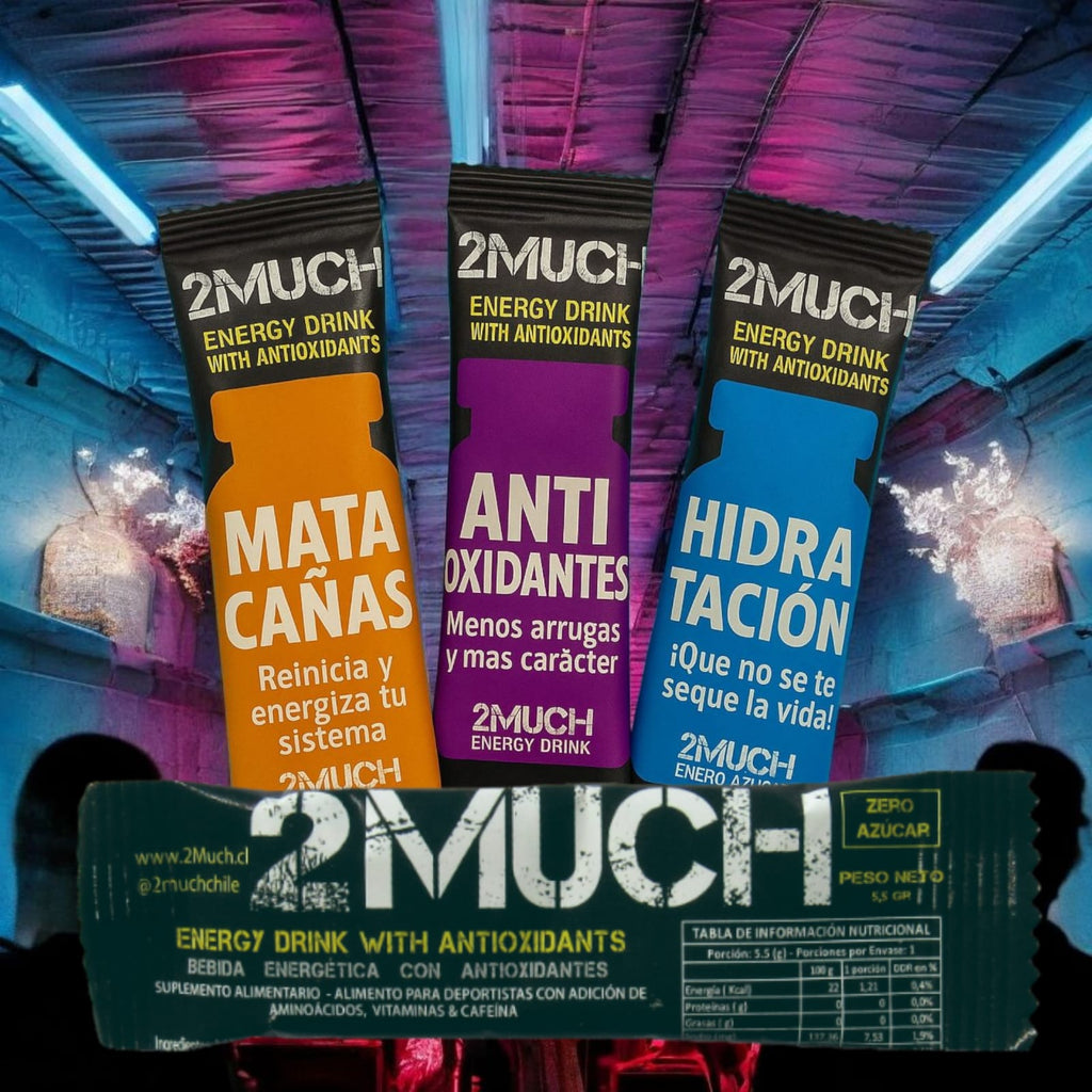 30 UNIDADES DE : 2Much Energy- Mata Cañas - Antioxidante - Hidratante ENVÍO GRATIS